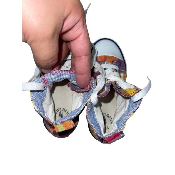 Polo Ralph Lauren Big Kid Plaid Bal Harbour Hi Multi Pony 91034 Sneaker Size 9 - Picture 8 of 9
